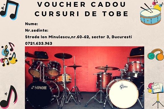 Voucher cadou pentru cursuri de tobe